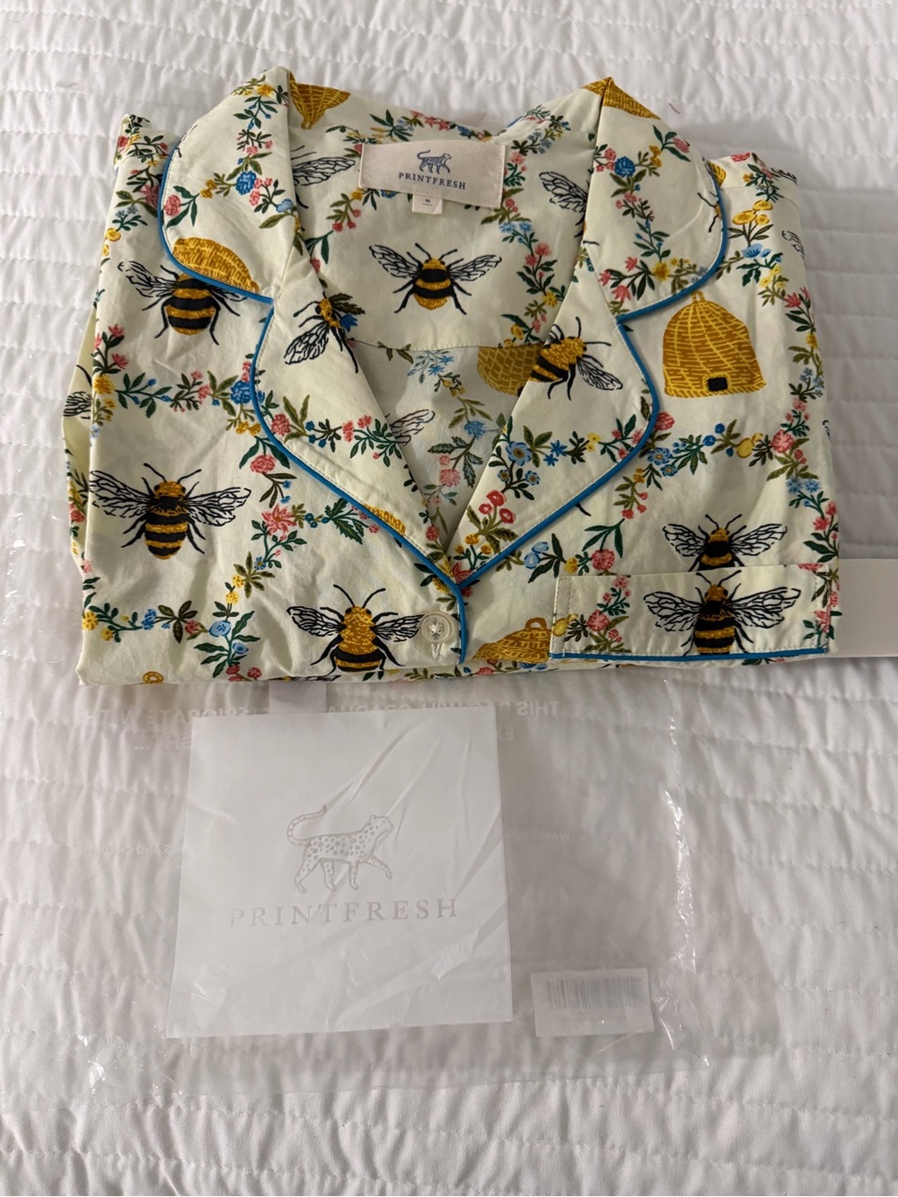 NWT Printfresh Sweet Bee Organic Cotton Pajama Set Size M - Picture 4 of 5